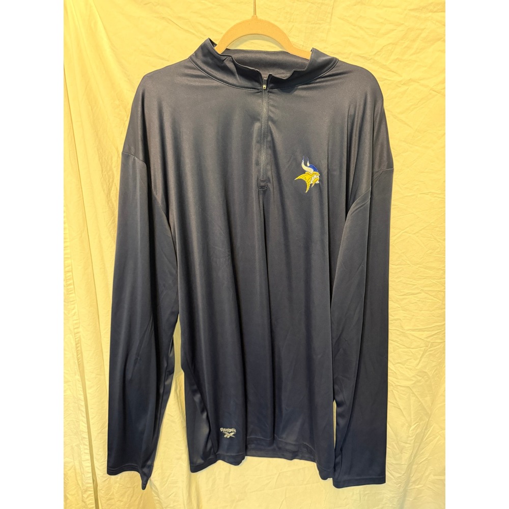 Reebok Minnesota Vikings Mens 2XL Navy Blue Quarter Zip Pullover NFL NWT